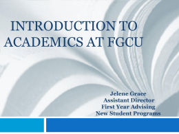 First Year Advising - Florida Gulf Coast University
