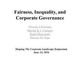 Fairness, Efficiency and Corporate Governance