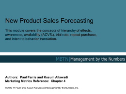 New Product Forecasting - Management By The Numbers