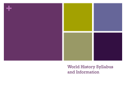 World History Syllabus and Information