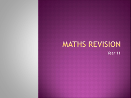 Maths Revision - Worthing High School