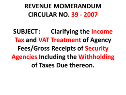 REVENUE MOMERANDUM CIRCULAR NO. 39-2007