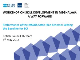 Setting the Baseline for SCF - Meghalaya State Skills Development