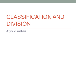 Classification and Division