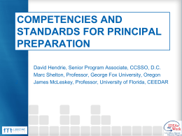 Competencies and Standards for Professional Leadership