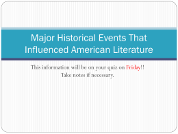 Major Historical Events That Influenced American Literature