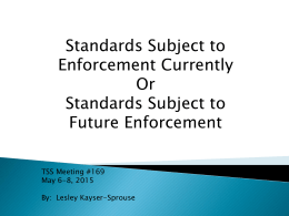NERC Standards Update for TSS