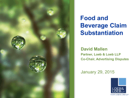 Mallen Food and Beverage Claim Substantiation Jan 2015