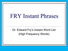 Frys Instant Phrases 100 to 600
