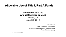 Title I, Part A - Texas Charter School Network