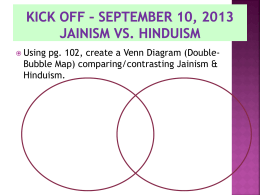 Kick off * September 10, 2013 Jainism vs. Hinduism
