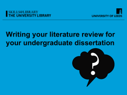 Writing your literature review
