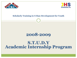 Scholarly Training in Urban Development for Youth (STUDY)