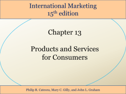 Product Component Model - International Business courses