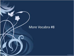 More Vocabra #8 - Bridenbaughwikispace