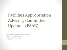 Facilities Appropriation Advisory Committee Update