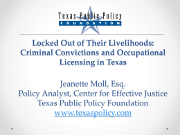 Criminal Convictions and Occupational Licensing in Texas