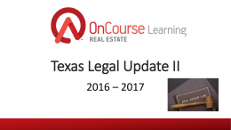 Texas Legal Update II 2016-2017 - PowerPoint