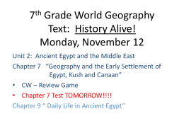6th Grade World Geography Text: Geography Alive! Monday
