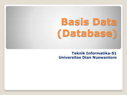 Basis Data - Universitas Dian Nuswantoro