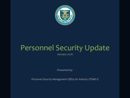 PSMO‐I Update and Overview January 2016
