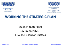 IFTA, Inc. Strategic Plan Progress Report