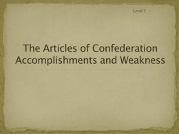 The Articles of Confederation and the Critical Period