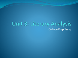 Unit 3: Literary Analysis - Havilah Peters` English Emporium