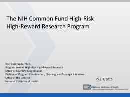 NIH. High-risk high-reward research. Basavappa Oct. 8 2015