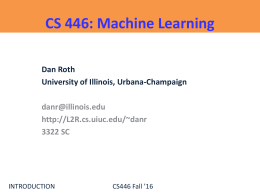 Machine Learning Class - Dan Roth - University of Illinois Urbana