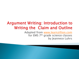 Informational Writing: Introduction to the Thesis Statement and Outline