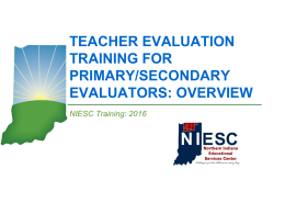 NIESC Teacher Evaluation Overview 2016
