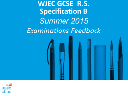 GCSE Religious Studies Specification B Feedback Summer