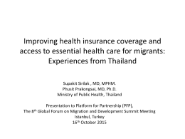 Experiences from Thailand - Global Forum on Migration and