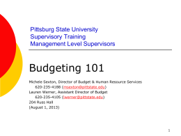 Budgeting 101 (August 1, 2013)