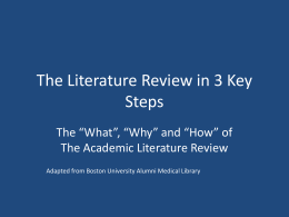 Literature Reviews in 3 Steps