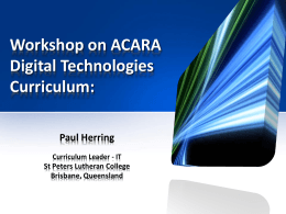 1 -ACARA Digital Technologies Workshop