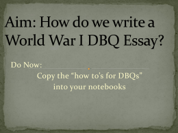 How can we write a Regents style DBQ Essay on WWI