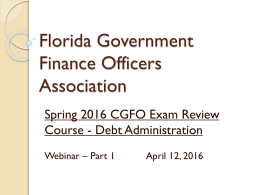 FGFOA School of Government - Florida Government Finance