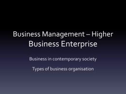 Business Management * Higher Business Enterprise