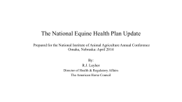 National Equine Health Plan Update - National Institute for Animal