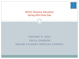 WICCC Distance Education Spring 2014 Duty Day