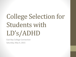 College Selection for Students with LD or ADHD