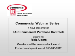 TAR Commercial Purchase Contracts