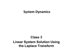 Class 3 - System Solution using the Laplace Transform