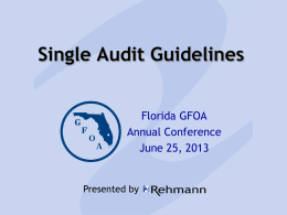 Single Audit Guidelines - Florida Government Finance Officers