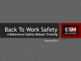 Back To Work-Back To Safety