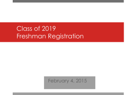 Class of 2019 - Freshman Registration