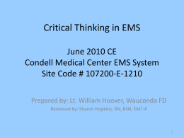 Critical Thinking in EMS