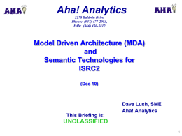 (MDA) and Sematic Technologes for ISRC2, Dec 2010